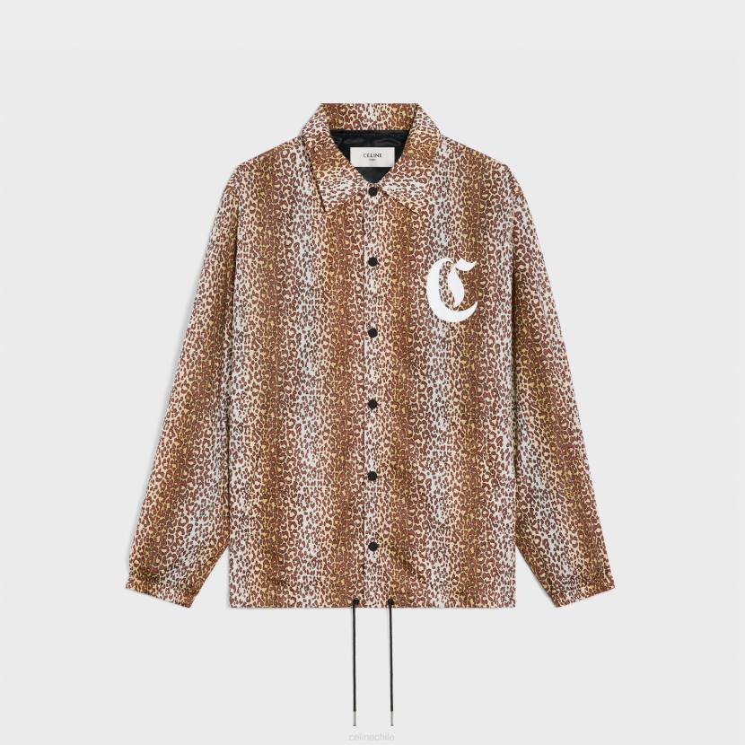 vestir CELINE chaqueta estilo entrenador larga de nailon leopardo hombres NL481852