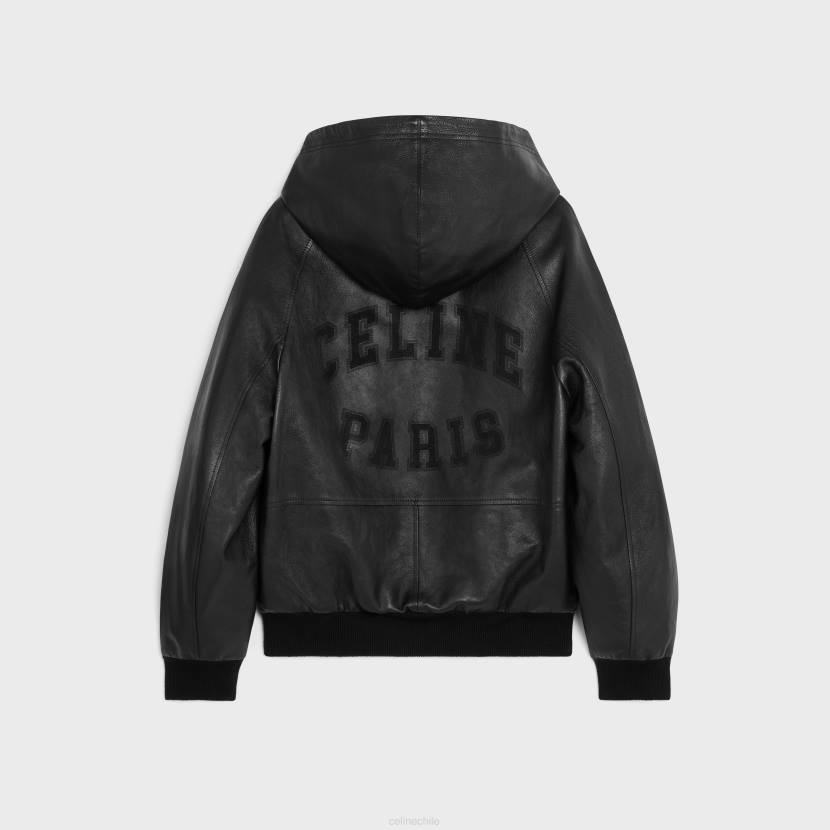 vestir CELINE chaqueta holgada de piel de cordero suave negro hombres NL481783