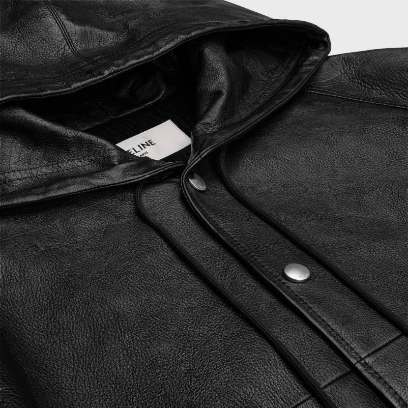 vestir CELINE chaqueta holgada de piel de cordero suave negro hombres NL481783