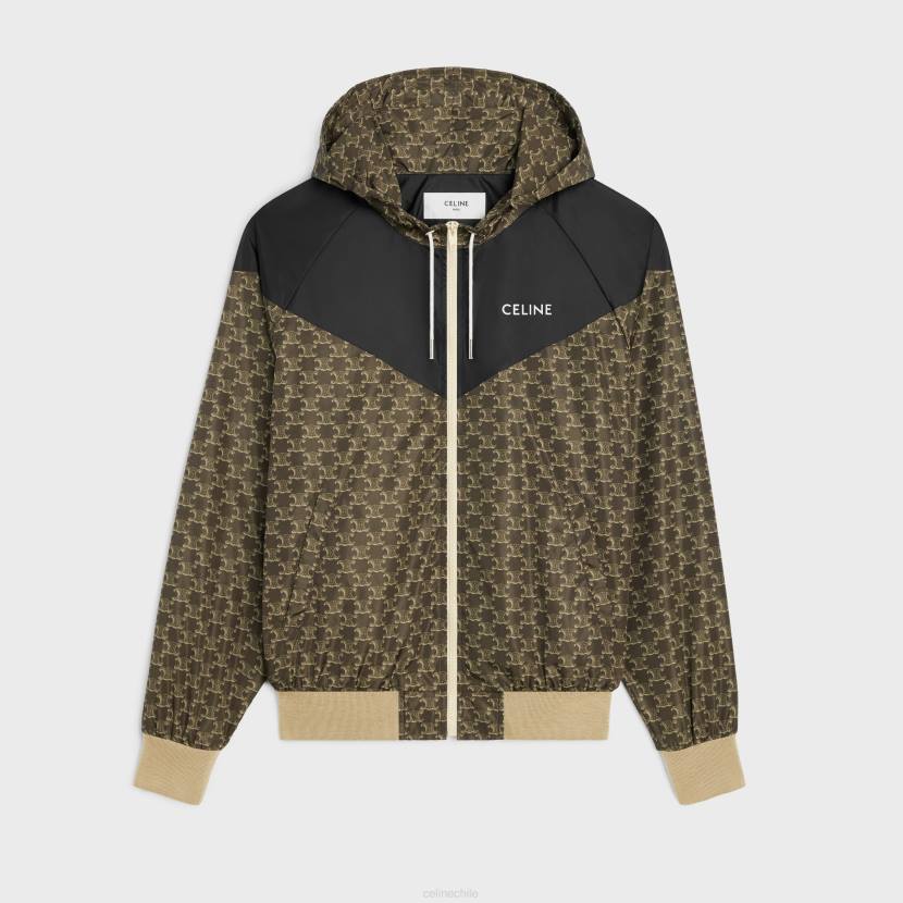 vestir CELINE chaqueta tipo blusón de nailon Monogram beige/negro hombres NL481855