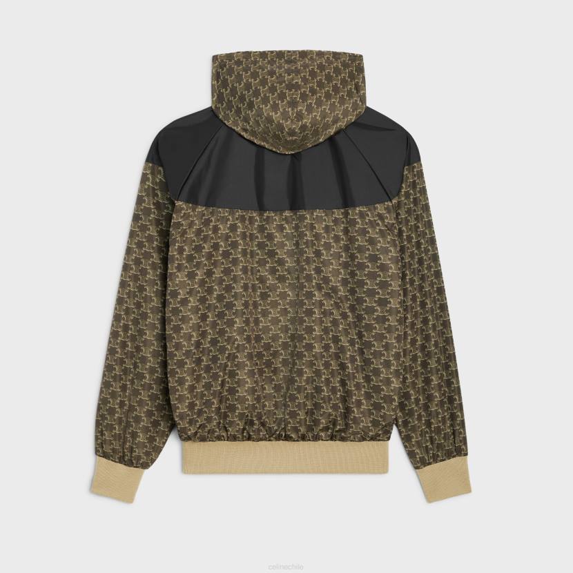 vestir CELINE chaqueta tipo blusón de nailon Monogram beige/negro hombres NL481855