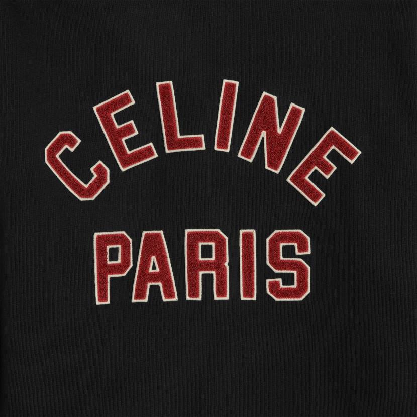 vestir CELINE chaqueta universitaria teddy de felpa de algodón negro/uva roja/blanco roto hombres NL481776