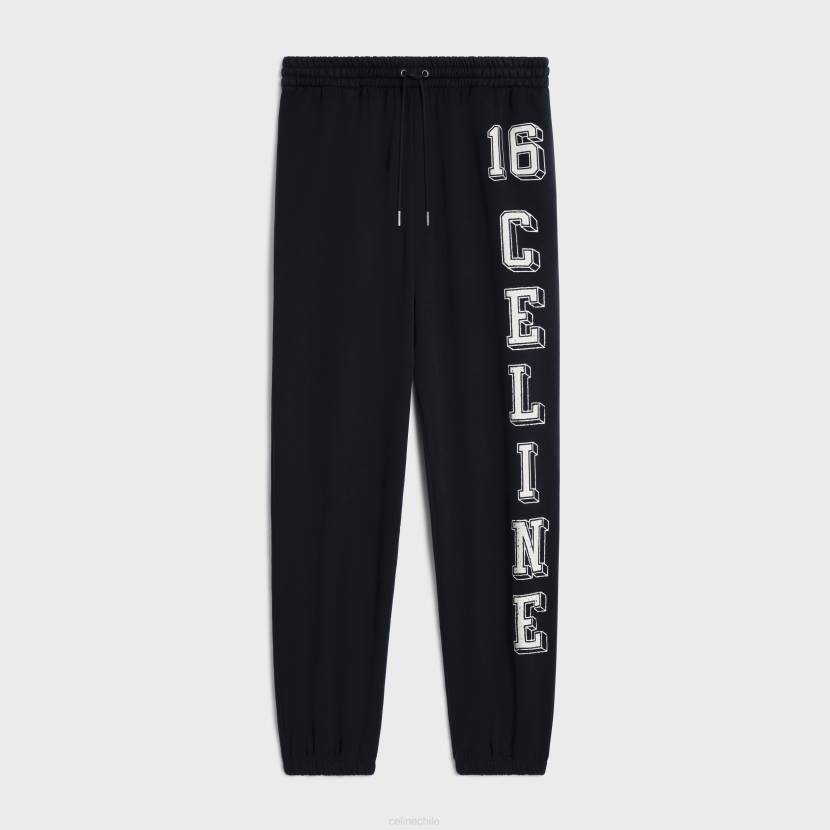 vestir CELINE Pantalón deportivo 16 de felpa de algodón blanco negro hombres NL481825