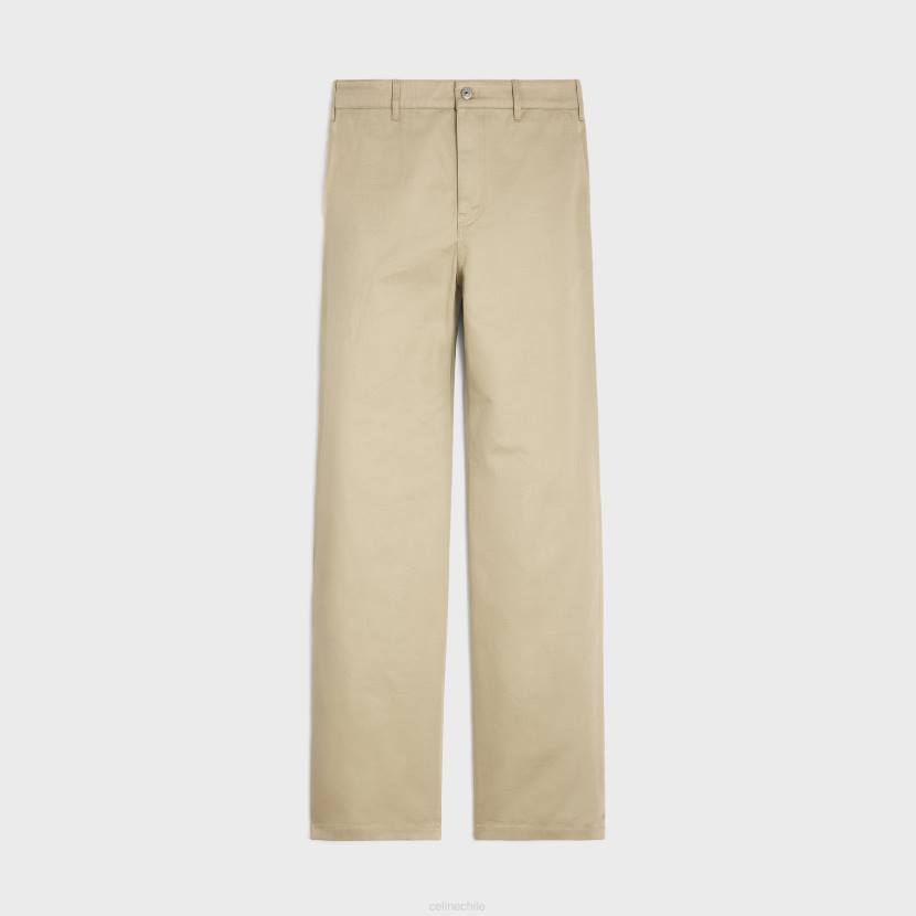 vestir CELINE chinos rectos de sarga de algodón lavado crudo hombres NL482011