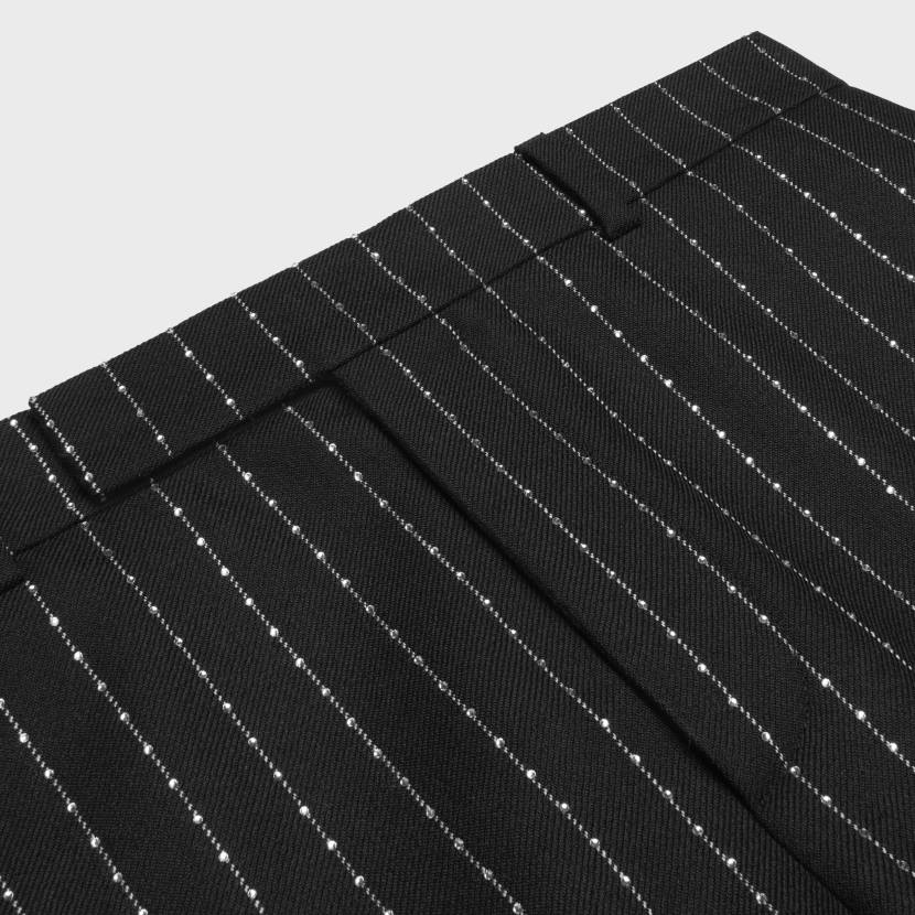 vestir CELINE pantalones acampanados bordados en lana a rayas blanco negro hombres NL481893