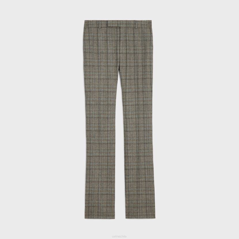 vestir CELINE pantalones acampanados de franela príncipe de gales marfil/gris/tofee hombres NL481895
