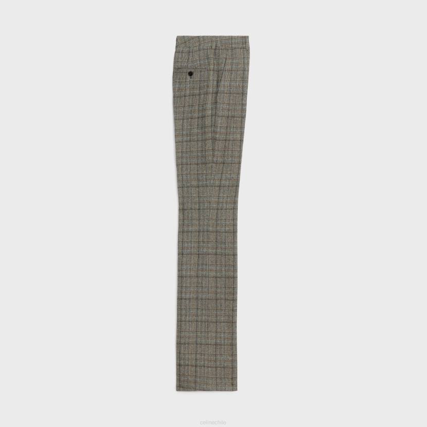 vestir CELINE pantalones acampanados de franela príncipe de gales marfil/gris/tofee hombres NL481895