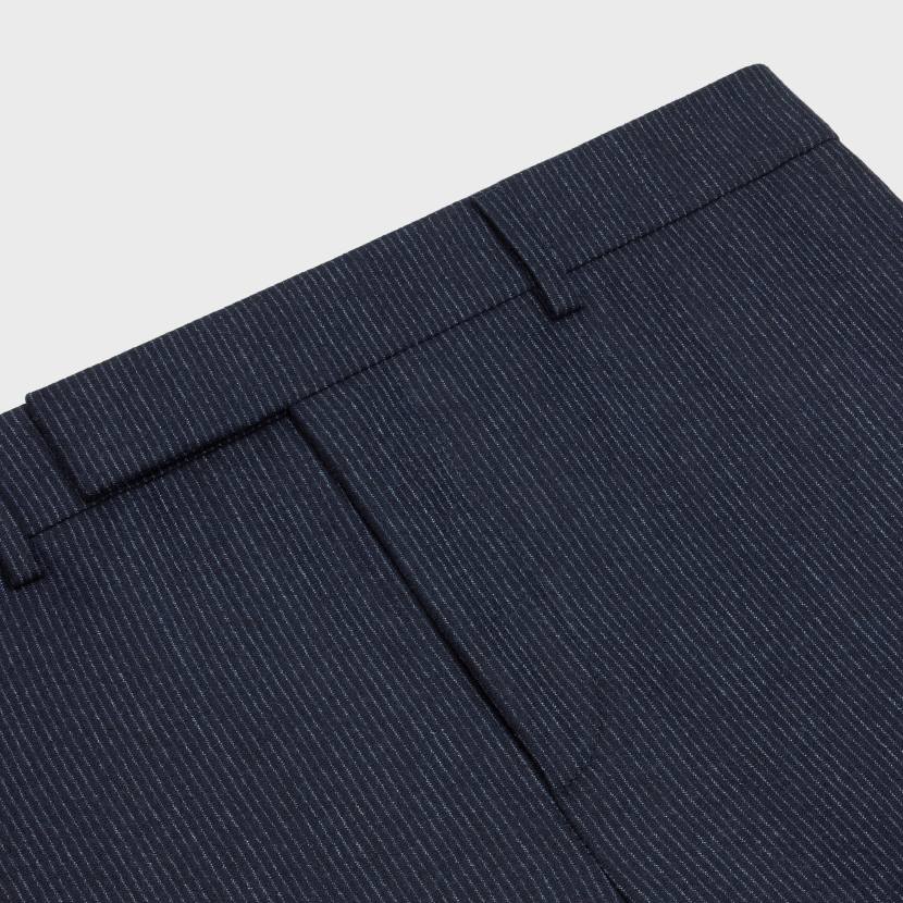 vestir CELINE pantalones clásicos de franela a rayas azul marino/craie hombres NL481904