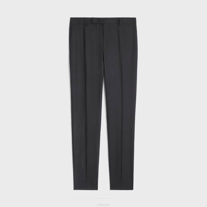 vestir CELINE pantalones clásicos de franela a rayas negro/gris hombres NL481901