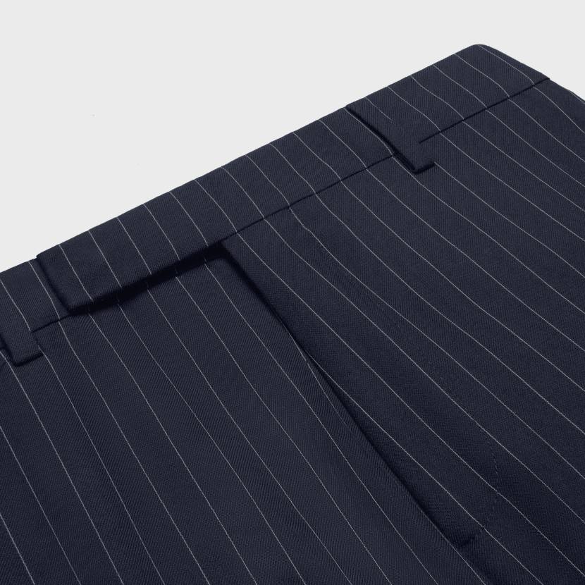 vestir CELINE pantalones clásicos de lana de cachemir a rayas marino/craie hombres NL481902