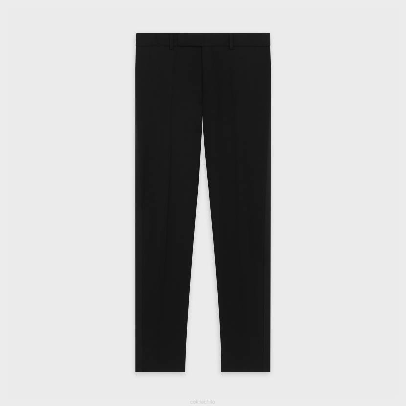 vestir CELINE pantalones clásicos en grano de poudre ultra negro hombres NL481900