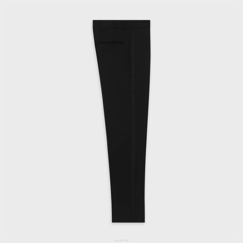 vestir CELINE pantalones clásicos en grano de poudre ultra negro hombres NL481900