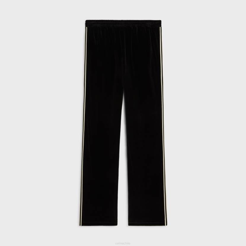 vestir CELINE pantalones de chándal en punto de terciopelo blanco negro hombres NL481826