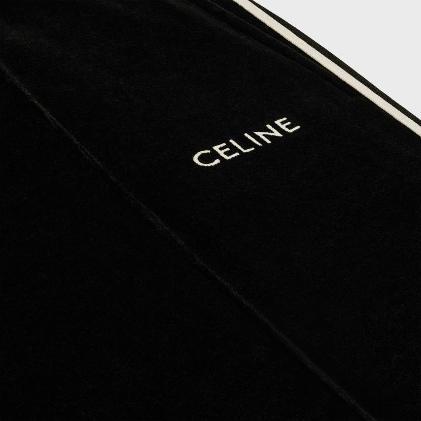vestir CELINE pantalones de chándal en punto de terciopelo blanco negro hombres NL481826