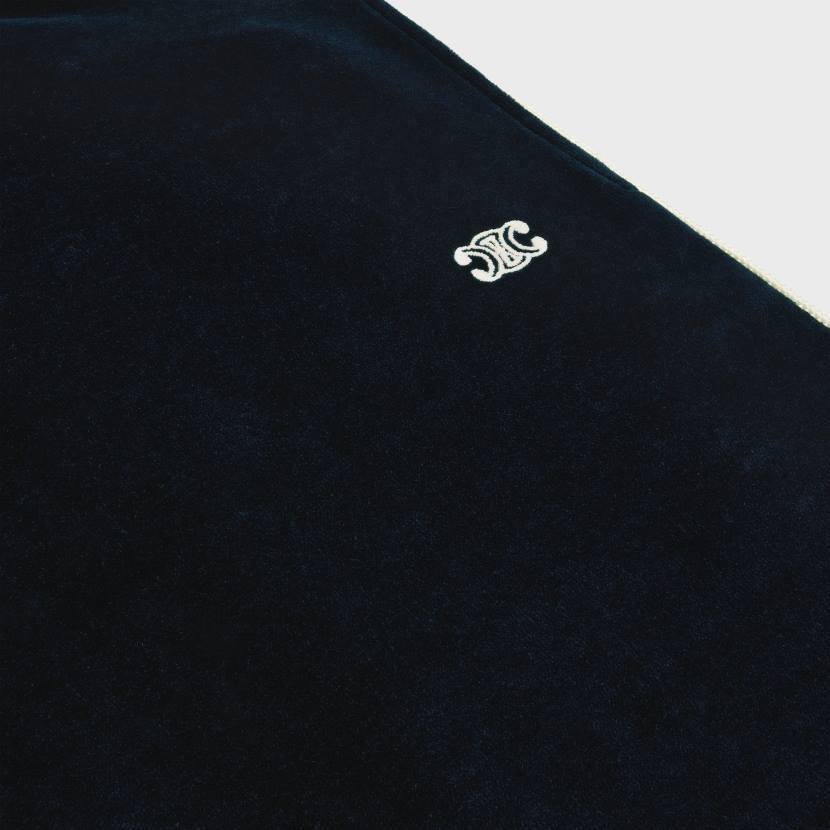 vestir CELINE pantalones de chándal en punto de terciopelo medianoche/crudo hombres NL482013