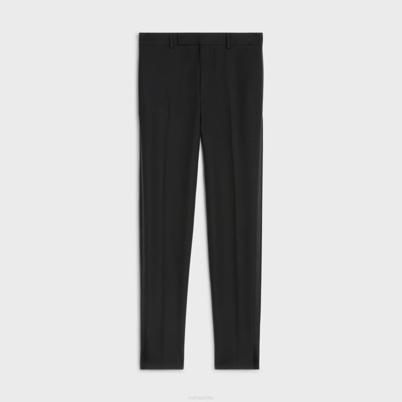 vestir CELINE pantalones de esmoquin clásicos en grano de poudre negro hombres NL481897