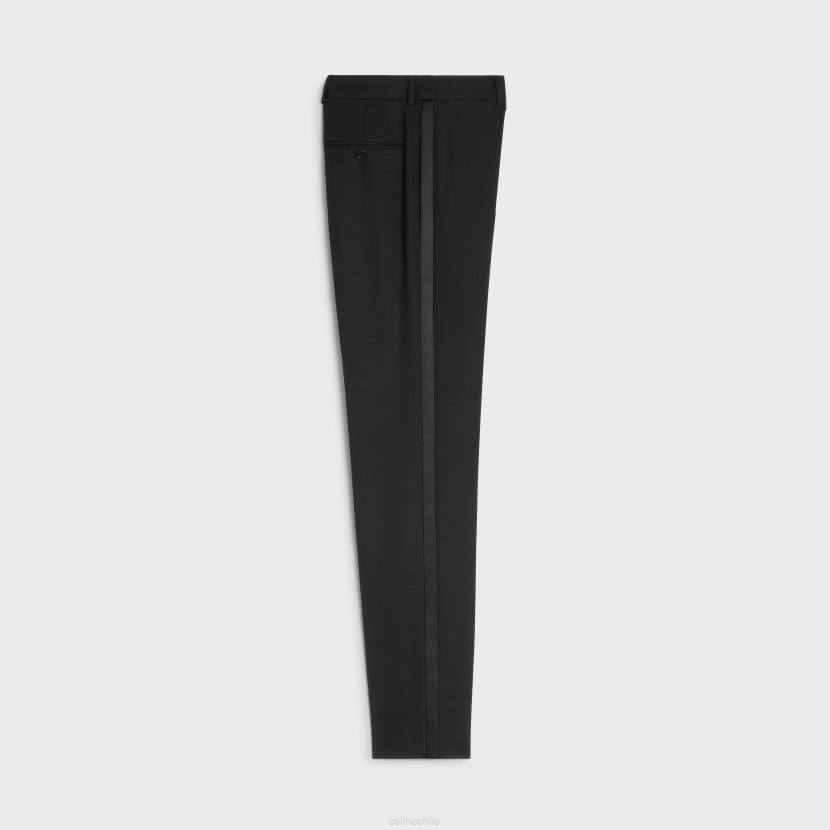 vestir CELINE pantalones de esmoquin clásicos en grano de poudre negro hombres NL481897