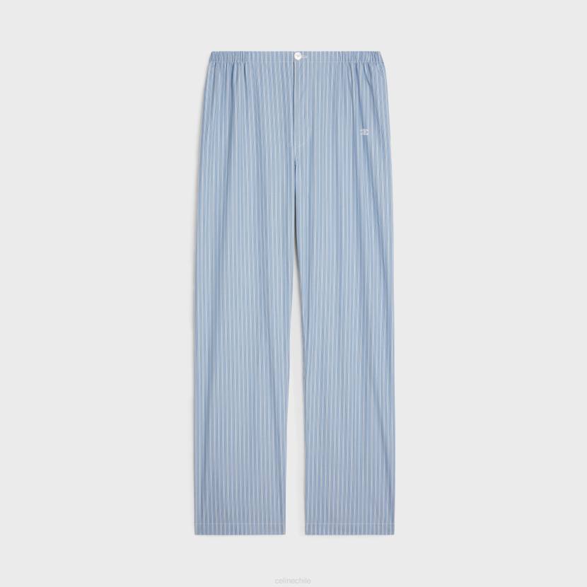 vestir CELINE pantalones de pijama triomphe de popelina a rayas azul cielo/blanco hombres NL482012