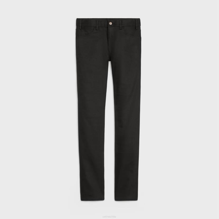 vestir CELINE pantalones pitillo de cintura baja en denim elástico negro puro hombres NL482003