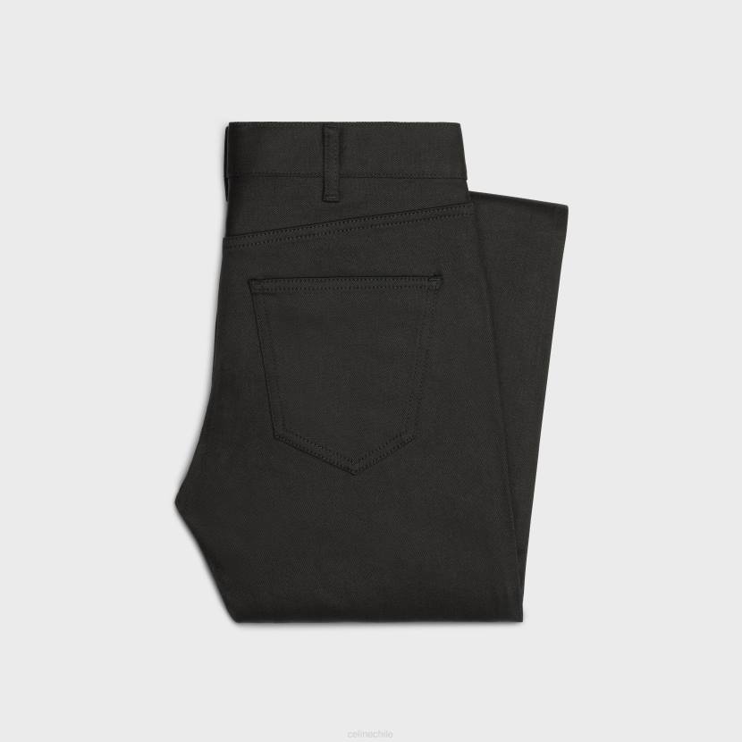 vestir CELINE pantalones pitillo de cintura baja en denim elástico negro puro hombres NL482003