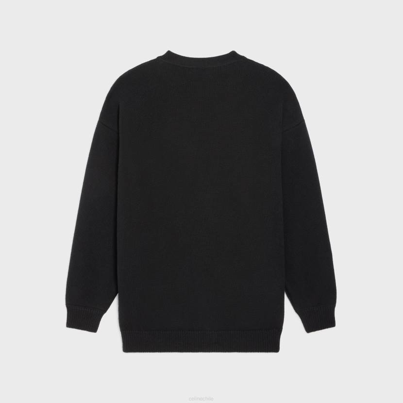 vestir CELINE Cárdigan largo Triomphe de lana de cachemira negro/blanco roto hombres NL481983