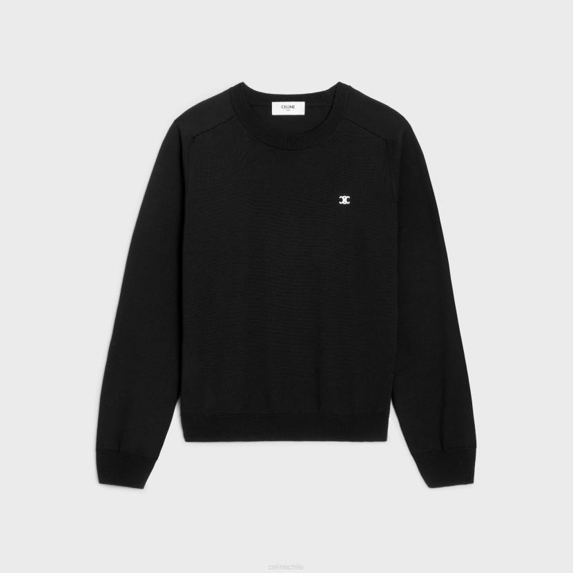 vestir CELINE Jersey Triomphe de lana con cuello redondo negro hombres NL481963