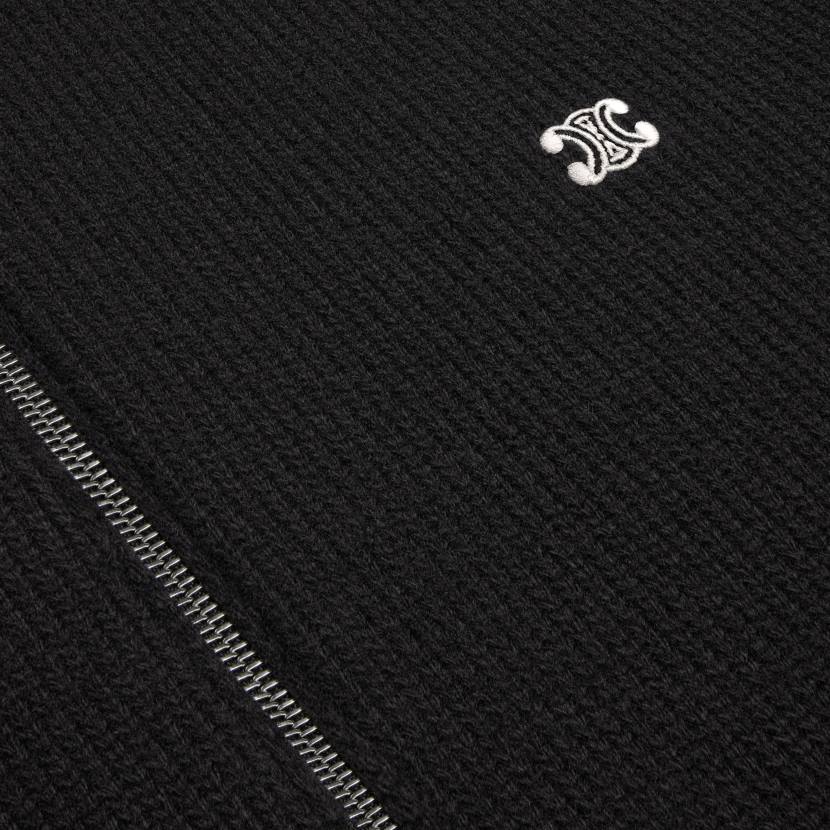 vestir CELINE Jersey con capucha Triomphe de lana y cachemira negro/blanco roto hombres NL481985