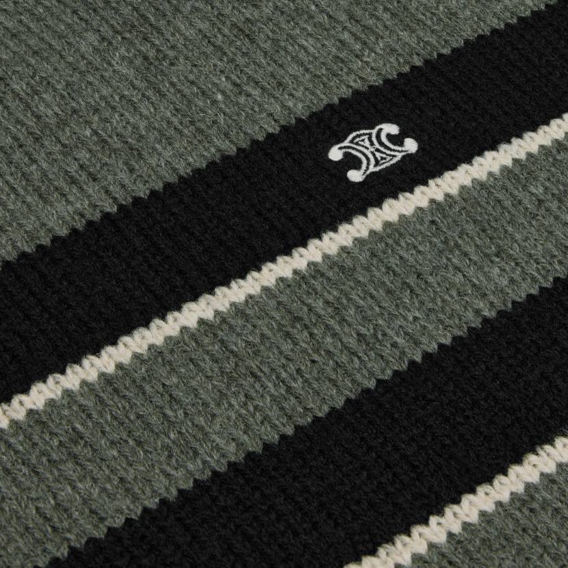 vestir CELINE Jersey de lana con cuello redondo y rayas Triomphe gris negro hombres NL481792