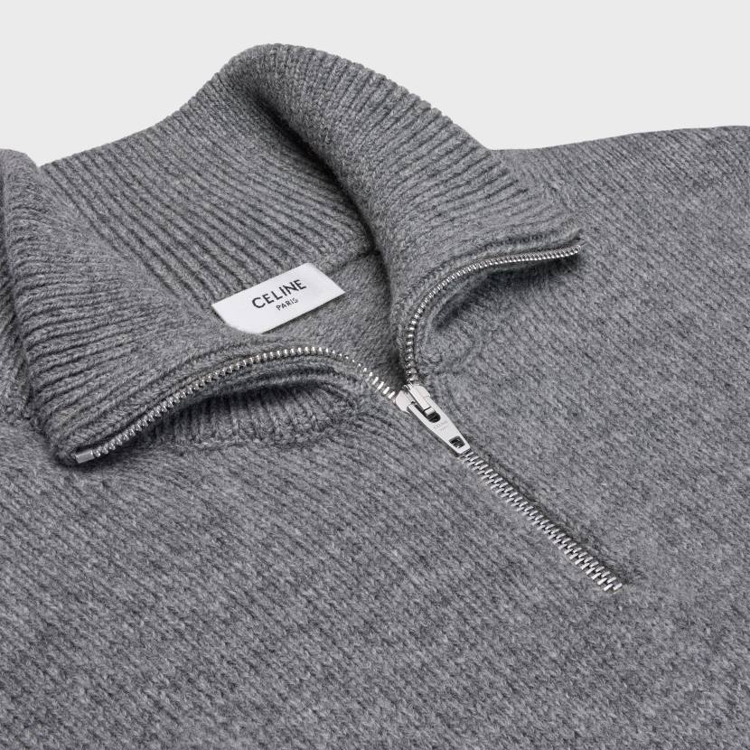 vestir CELINE Jersey estilo camionero Triomphe de lana y cachemira gris/blanco roto hombres NL481795