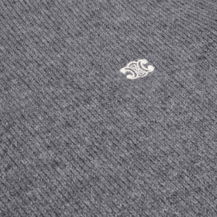 vestir CELINE Jersey estilo camionero Triomphe de lana y cachemira gris/blanco roto hombres NL481795