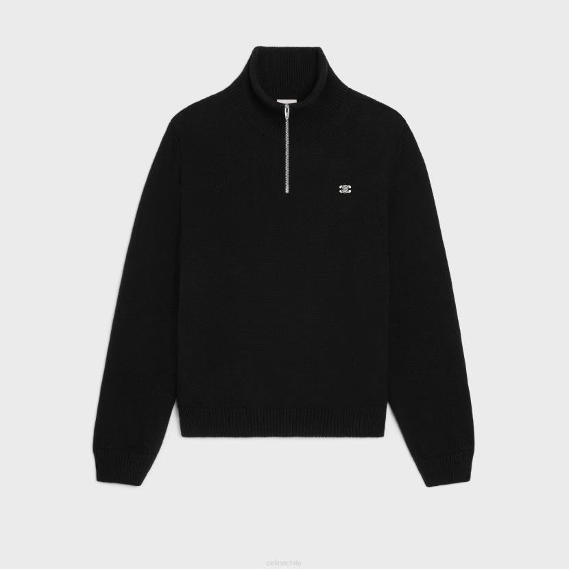 vestir CELINE Jersey estilo camionero Triomphe de lana y cachemira negro/blanco roto hombres NL481794