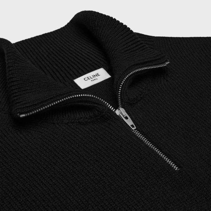 vestir CELINE Jersey estilo camionero Triomphe de lana y cachemira negro/blanco roto hombres NL481794