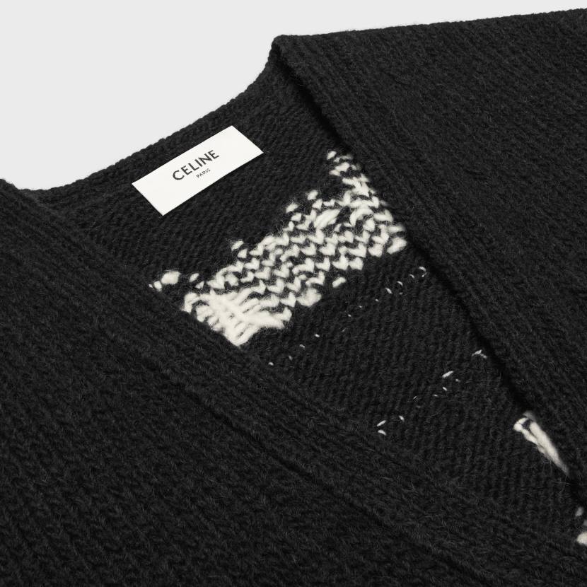 vestir CELINE cárdigan largo dare Future de lana de alpaca negro/crema hombres NL481982