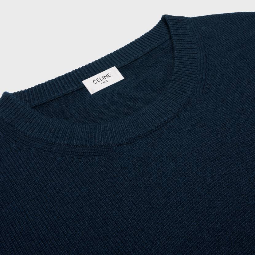 vestir CELINE jersey de cuello redondo de cachemira escocesa Armada hombres NL481968