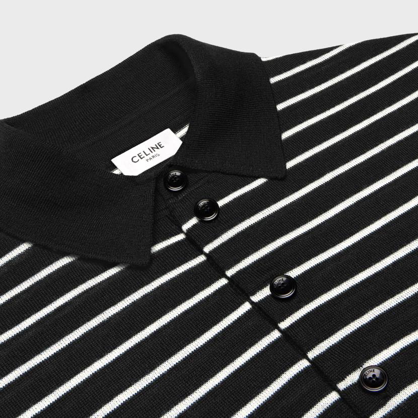 vestir CELINE polo triunfo a rayas de lana fina negro/crudo hombres NL481979