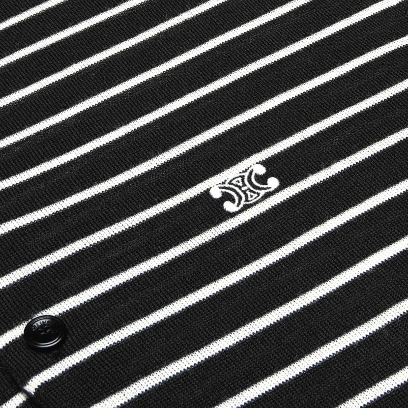 vestir CELINE polo triunfo a rayas de lana fina negro/crudo hombres NL481979