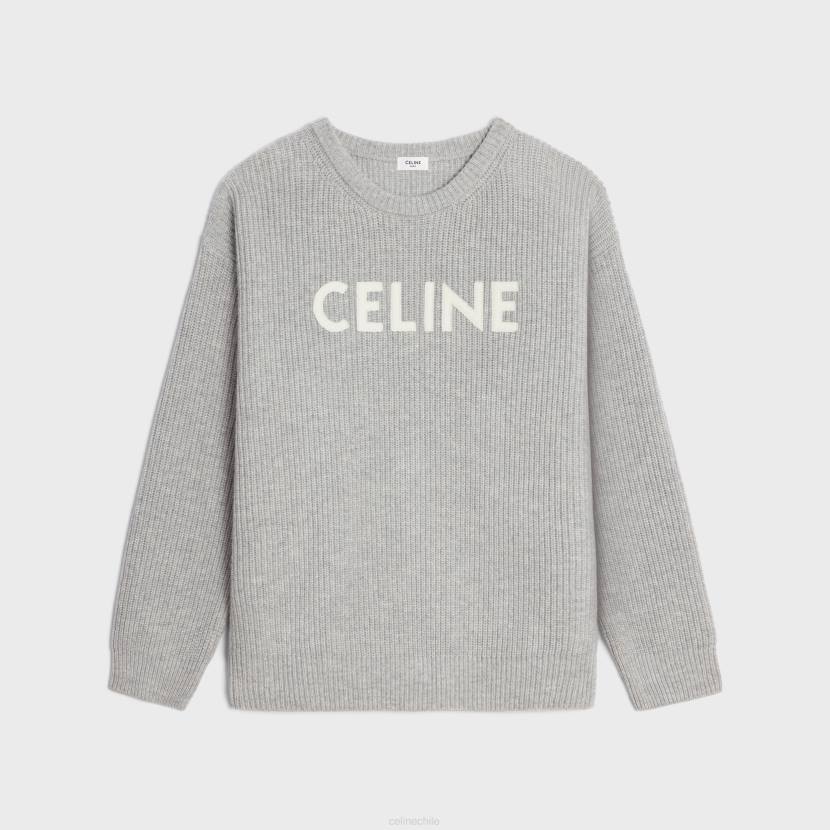 vestir CELINE suéter oversize de lana acanalada gris claro hombres NL481797