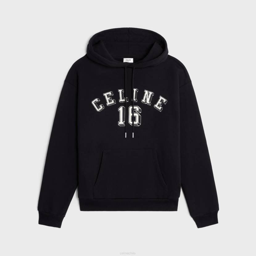 vestir CELINE Sudadera holgada con capucha 16 de felpa de algodón blanco negro hombres NL481809