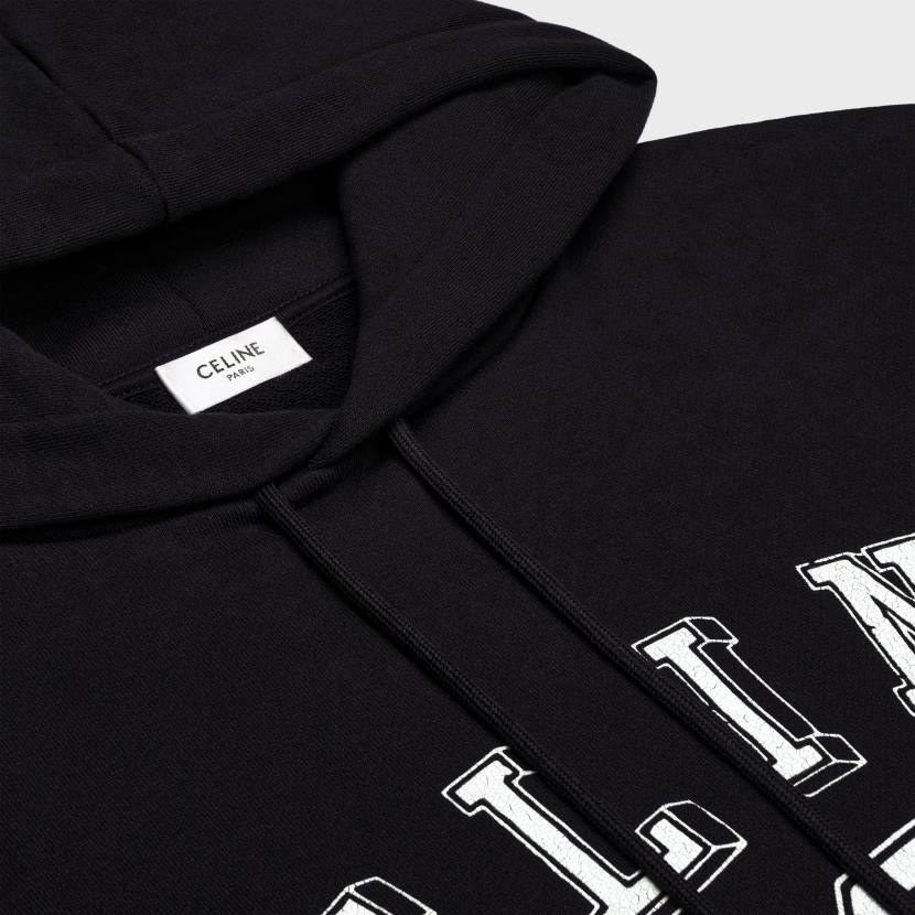 vestir CELINE Sudadera holgada con capucha 16 de felpa de algodón blanco negro hombres NL481809