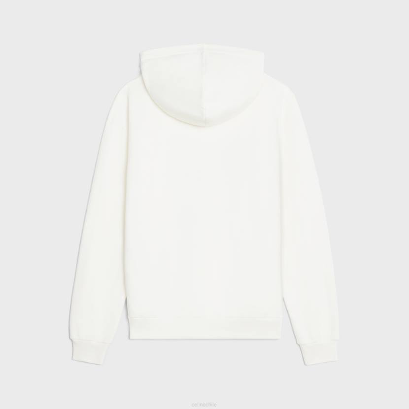 vestir CELINE sudadera con capucha y ondas holgadas de felpa de algodón blanco roto/azul hombres NL481948