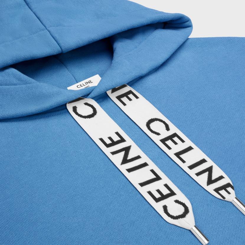vestir CELINE sudadera holgada con capucha de felpa de algodón azul sucio hombres NL481812