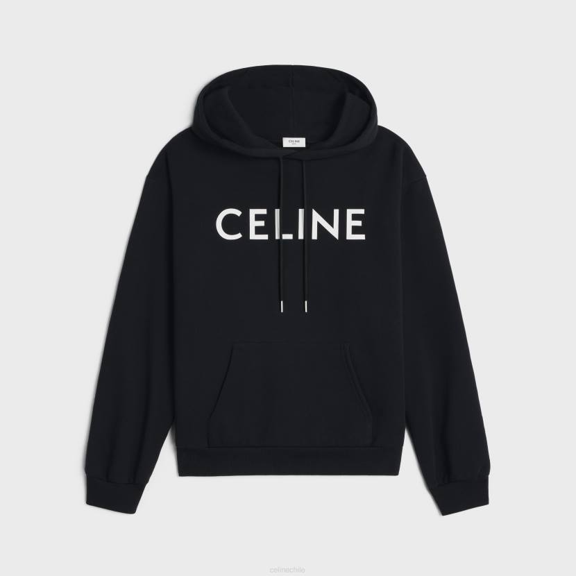 vestir CELINE sudadera holgada con capucha de felpa de algodón blanco negro hombres NL481944