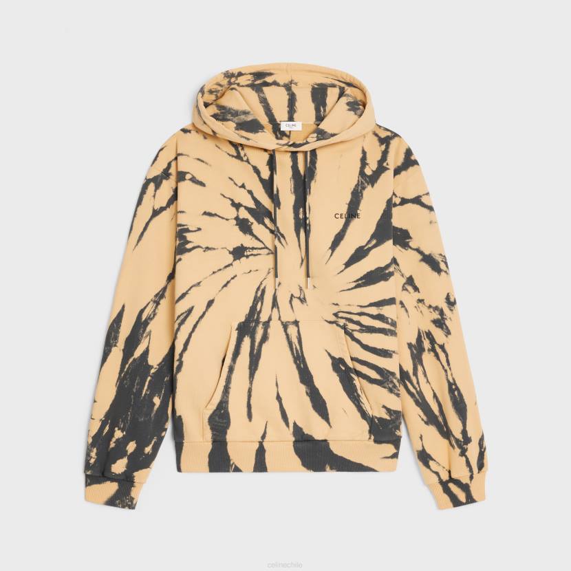 vestir CELINE sudadera holgada con capucha de felpa de algodón gris/beige/negro hombres NL481947