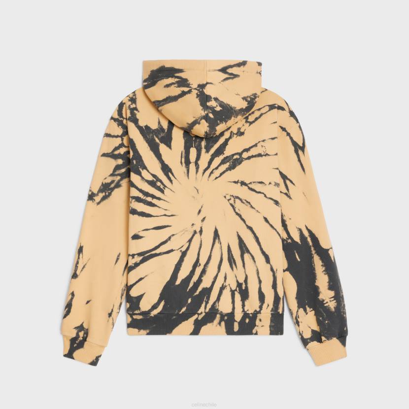 vestir CELINE sudadera holgada con capucha de felpa de algodón gris/beige/negro hombres NL481947