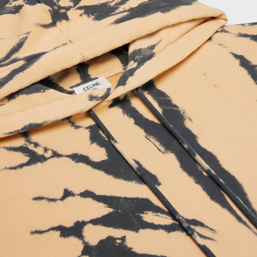 vestir CELINE sudadera holgada con capucha de felpa de algodón gris/beige/negro hombres NL481947