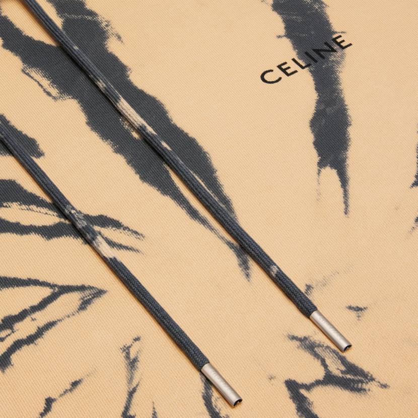 vestir CELINE sudadera holgada con capucha de felpa de algodón gris/beige/negro hombres NL481947