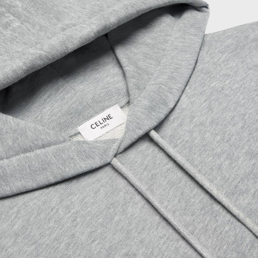 vestir CELINE sudadera holgada con capucha de felpa de algodón gris melange/burdeos hombres NL481941