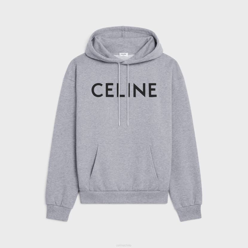vestir CELINE sudadera holgada con capucha de felpa de algodón gris negro hombres NL481945