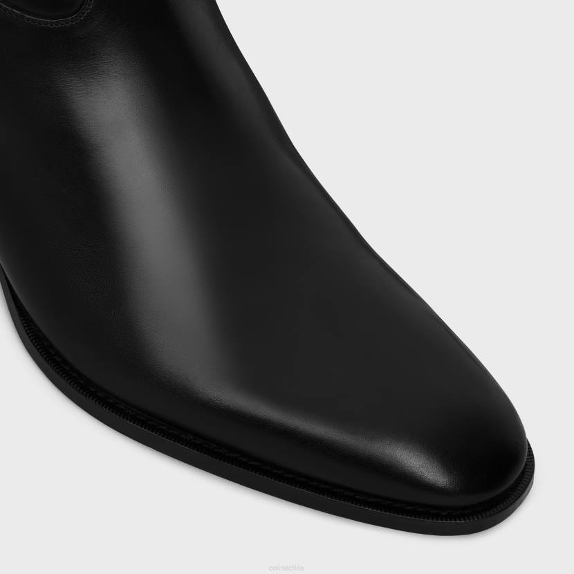 calzado CELINE Bota con cremallera y hebilla trasera de farmacia en piel de becerro brillante negro hombres NL482036