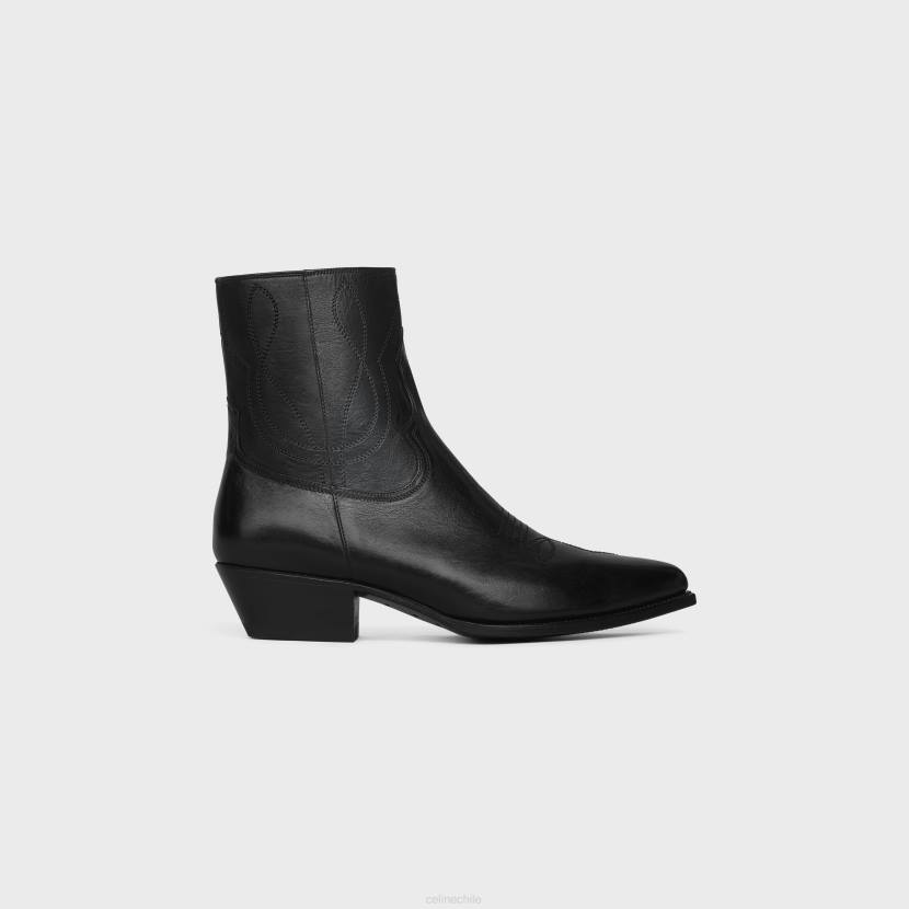 calzado CELINE botas vaqueras con cremallera en piel de becerro negro hombres NL482061